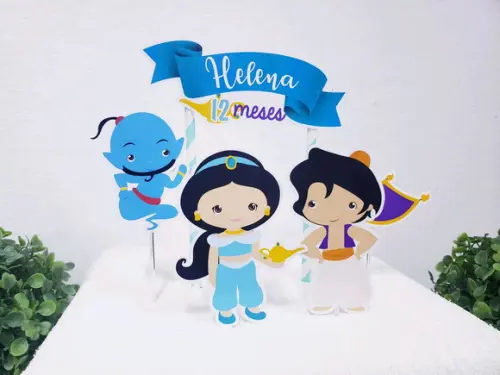 Topo de Bolo Jasmine e Aladin Topper Mesversário