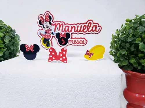 Topo de Bolo Minnie com Apliques Mesversário