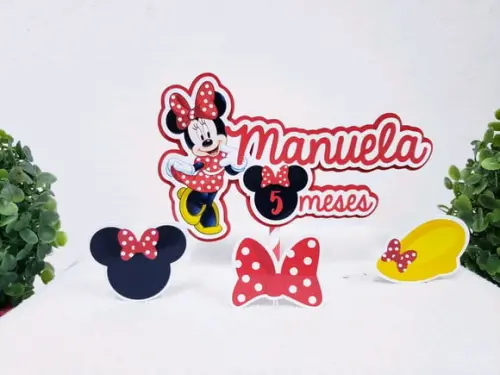 Topo de Bolo Minnie com Apliques Mesversário