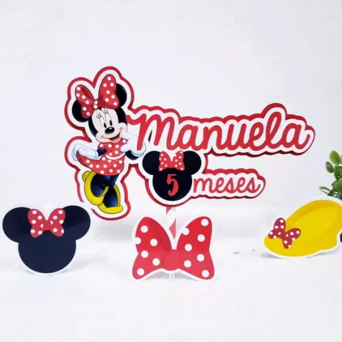 Topo de Bolo Minnie com Apliques Mesversário
