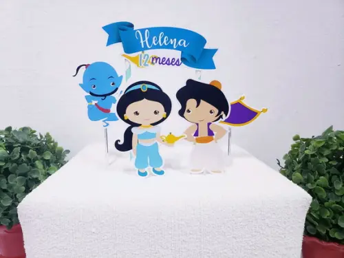 Topo de Bolo Jasmine e Aladin Topper Mesversário