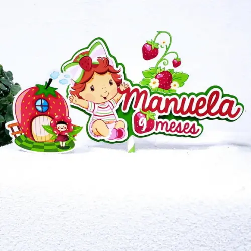 Topo de Bolo Moranguinho com Apliques Mesversário