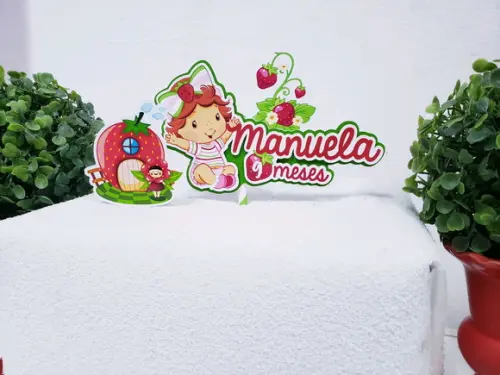 Topo de Bolo Moranguinho com Apliques Mesversário