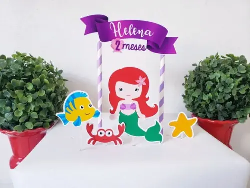 Topo de Bolo Sereia Ariel Cake Topper Mesversário