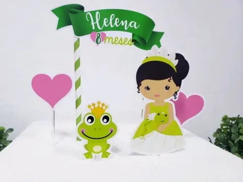 Topo de Bolo Tiana Princesa e o Sapo Topper Mesversário