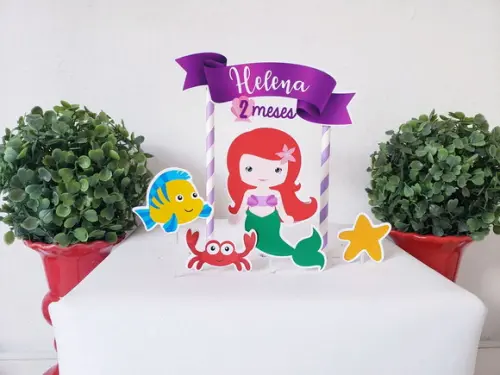 Topo de Bolo Sereia Ariel Cake Topper Mesversário
