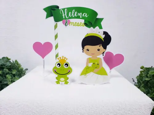 Topo de Bolo Tiana Princesa e o Sapo Topper Mesversário