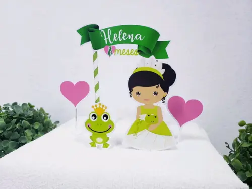 Topo de Bolo Tiana Princesa e o Sapo Topper Mesversário