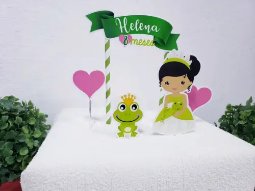 Topo de Bolo Tiana Princesa e o Sapo Topper Mesversário