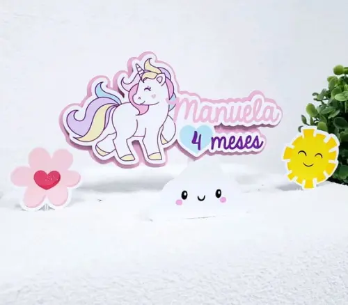 Topo de Bolo Unicórnio com Apliques Mesversário