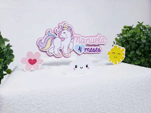 Topo de Bolo Unicórnio com Apliques Mesversário