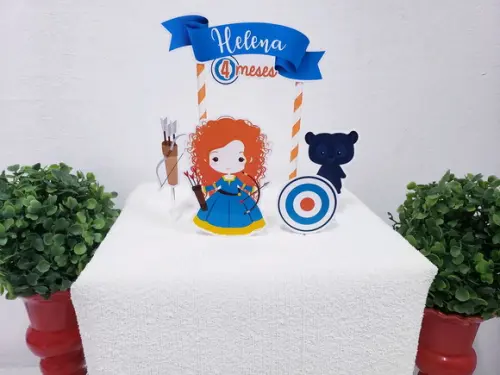 Topo de Bolo Valente Merida Cake Topper Mesversário