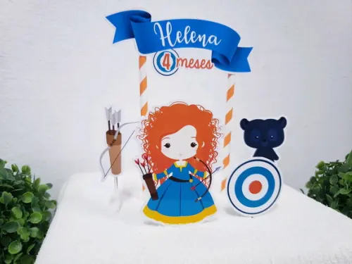 Topo de Bolo Valente Merida Cake Topper Mesversário