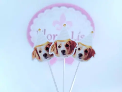 Topper de Doce com Foto Meu Pet Festa Personalizada Cachorro