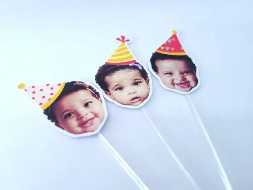 Topper de Doce Festa Junina Rostinho do Bebê Arraiá Chapéu