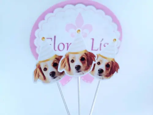 Topper de Doce com Foto Meu Pet Festa Personalizada Cachorro