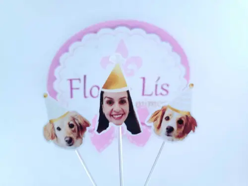 Topper de Doce com Foto Meu Pet e Eu Festa Personalizada