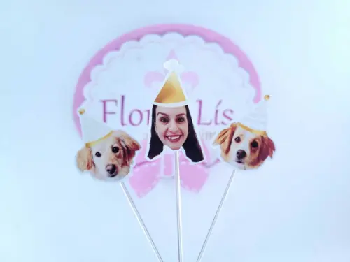 Topper de Doce com Foto Meu Pet e Eu Festa Personalizada