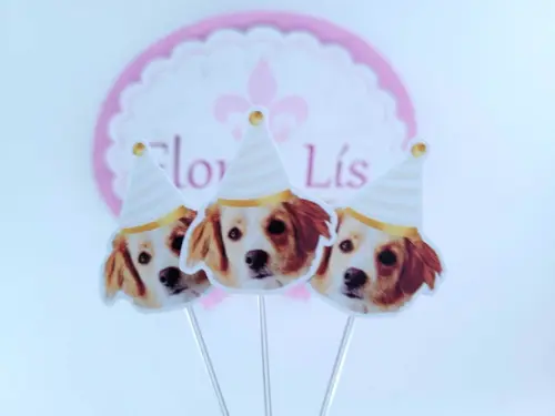 Topper de Doce com Foto Meu Pet Festa Personalizada Cachorro