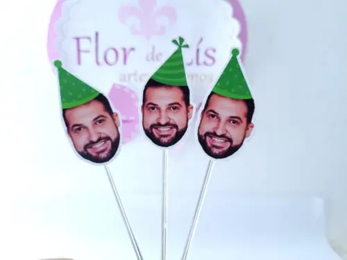 Topper de Doce Rostinho Adulto com Foto e Chapeuzinho