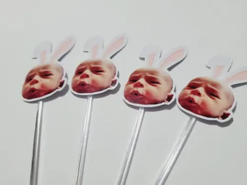 Topper de Doce Rostinho de Coelhinho da Páscoa com Foto