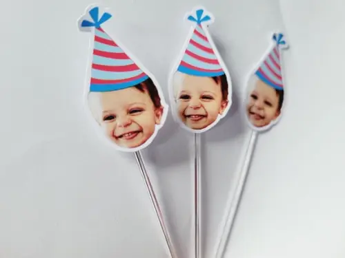 Topper de Doce Rostinho do Bebê com Foto e Chapeuzinho