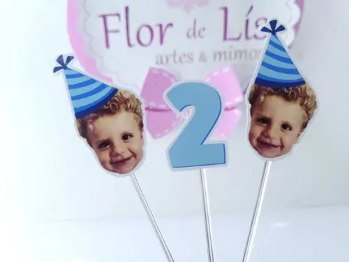 Topper de Doce Rostinho do Bebê com Foto e Chapeuzinho