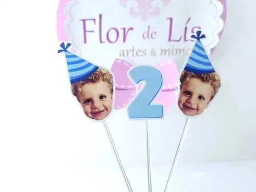 Topper de Doce Rostinho do Bebê com Foto e Chapeuzinho