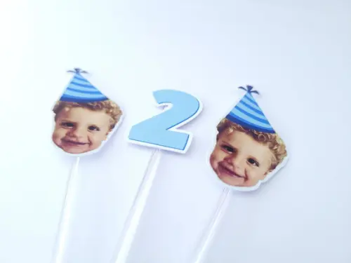 Topper de Doce Rostinho do Bebê com Foto e Chapeuzinho