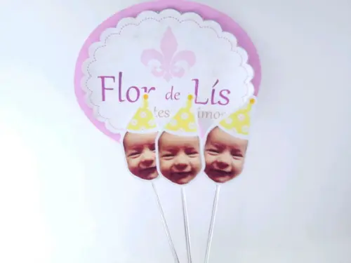 Topper de Doce Rostinho Margarida com Foto e Chapeuzinho
