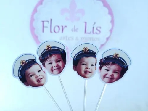 Topper de Doce Rostinho Ponyo com Foto Marinheiro
