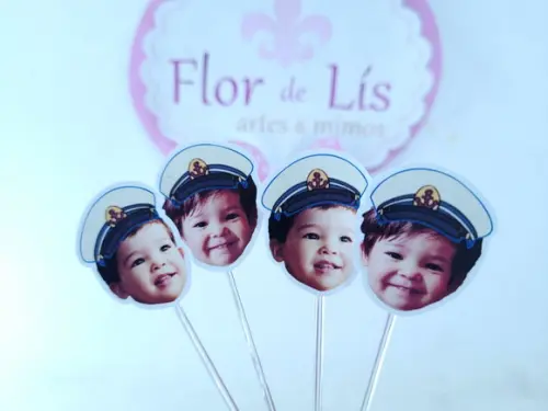 Topper de Doce Rostinho Ponyo com Foto Marinheiro