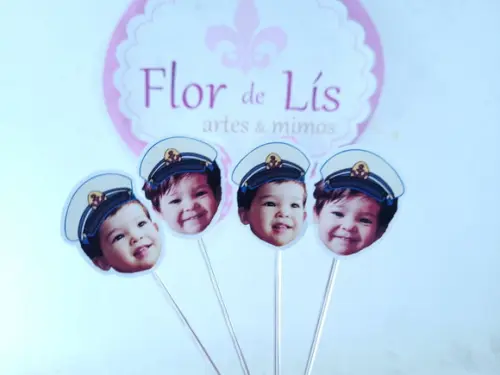 Topper de Doce Rostinho Ponyo com Foto Marinheiro