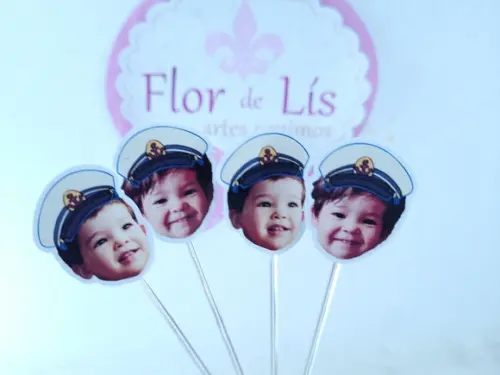 Topper de Doce Rostinho Ponyo com Foto Marinheiro