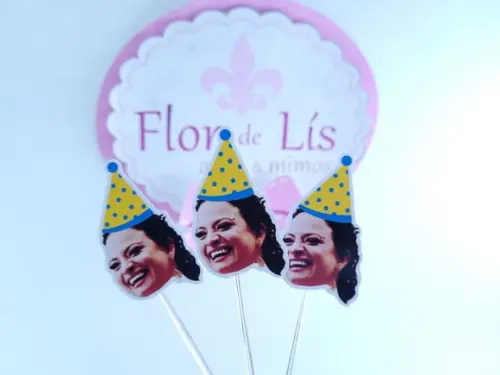 Topper de Doce Rosto Adulto com Foto e Chapeuzinho