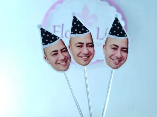 Topper de Doce Rosto Adulto com Foto e Chapeuzinho