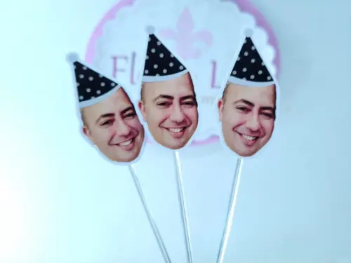Topper de Doce Rosto Adulto com Foto e Chapeuzinho