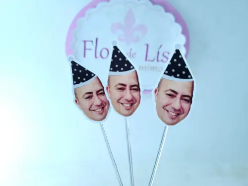 Topper de Doce Rosto Adulto com Foto e Chapeuzinho