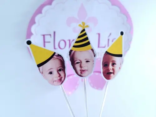Topper de Doces Rostinho Abelhinha com Foto do Bebê