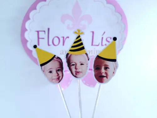 Topper de Doces Rostinho Abelhinha com Foto do Bebê