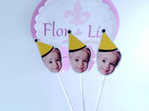 Topper de Doces Rostinho Abelha com Foto e Chapeuzinho