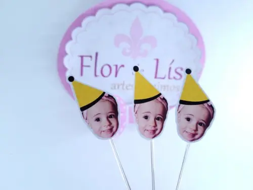 Topper de Doces Rostinho Abelha com Foto e Chapeuzinho