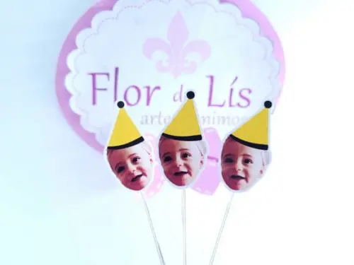 Topper de Doces Rostinho Amarelo com Foto do Bebê