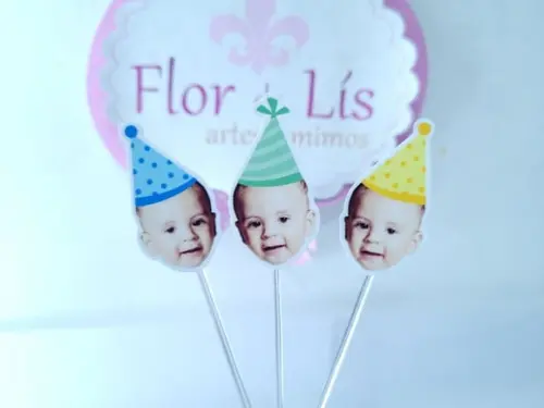 Topper de Docinho Candy Rostinho do Bebê com Foto Colorido