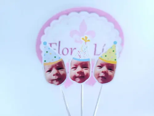 Topper de Docinho Bloquinho Carnaval com Foto e Chapeuzinho