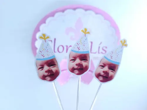 Topper de Docinho Carnaval Rostinho com Foto e Chapeuzinho