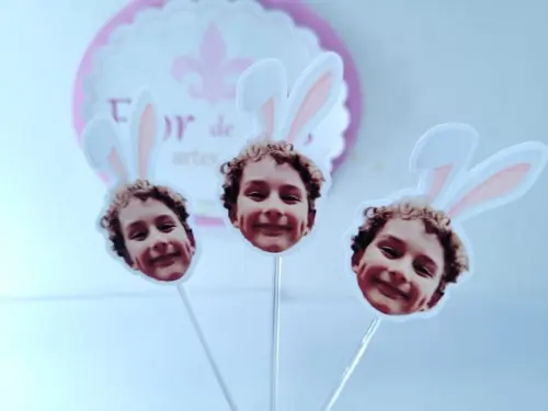 Topper de Docinho Coelho da Páscoa com Foto