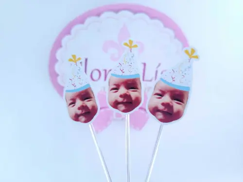 Topper de Docinho Carnaval Rostinho com Foto e Chapeuzinho
