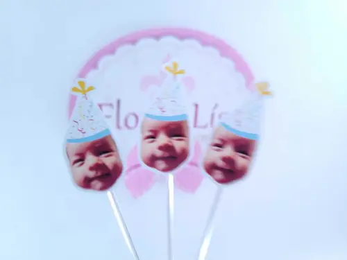 Topper de Docinho Carnaval Rostinho com Foto e Chapeuzinho