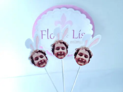 Topper de Docinho Coelho da Páscoa com Foto